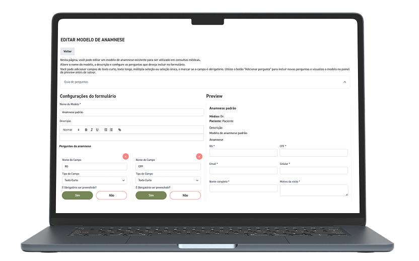 Mockup Anamnese Inteligente